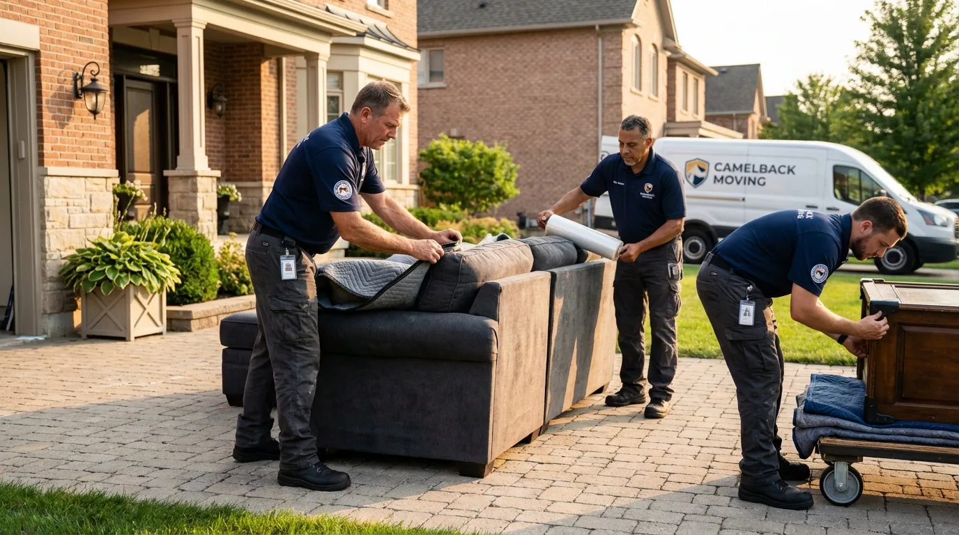 Large estate moving crew wrapping furniture in Quanah, TX